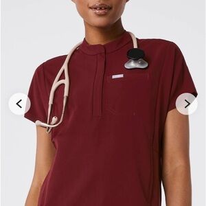 Figs Montex Scrub Top Burgundy